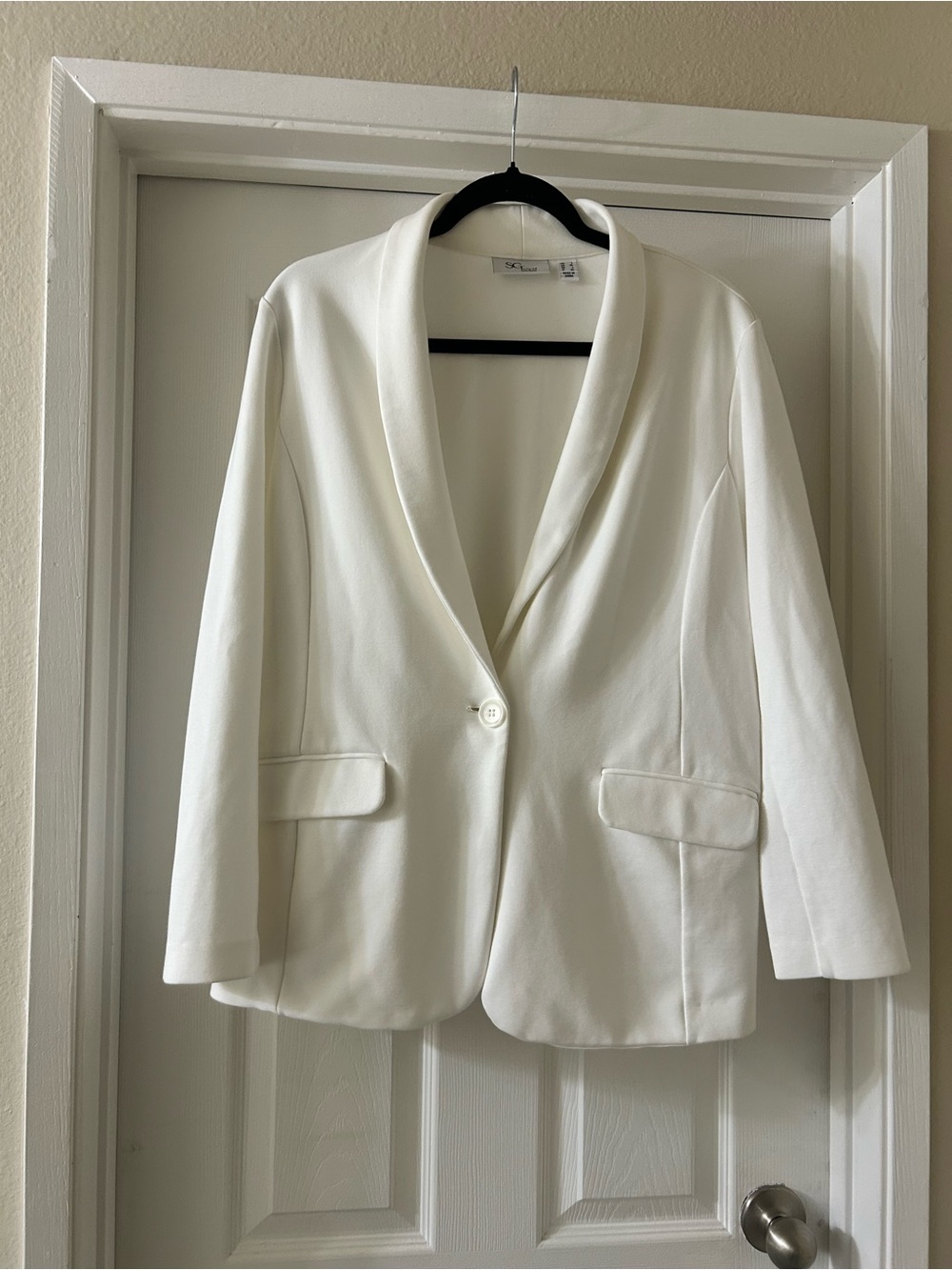 Susan Graver White Shawl Collar Single-Button Blazer